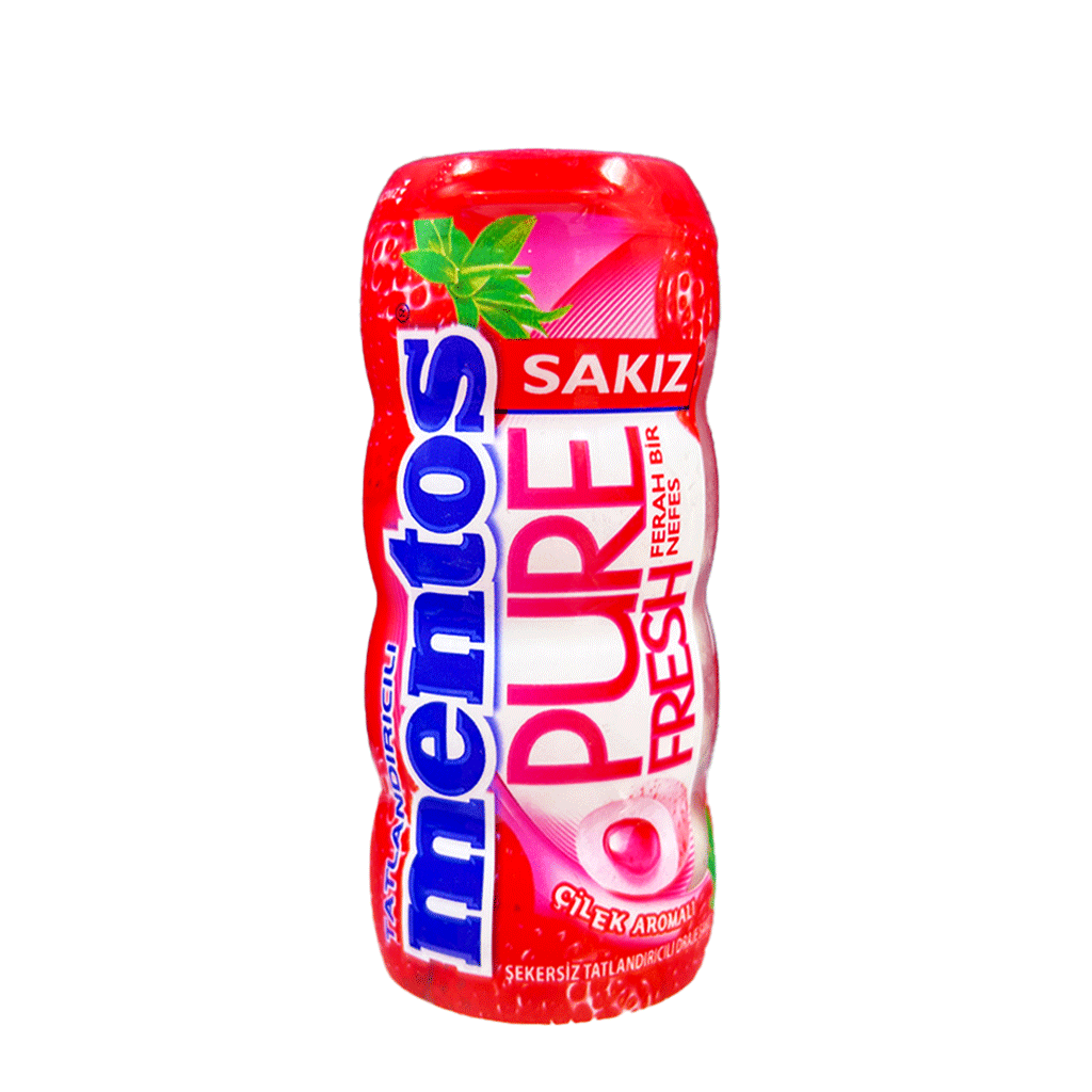 آدامس مغزدار منتوس Mentos Pure Fresh بدون شکر با طعم توت فرنگی 30 گرم