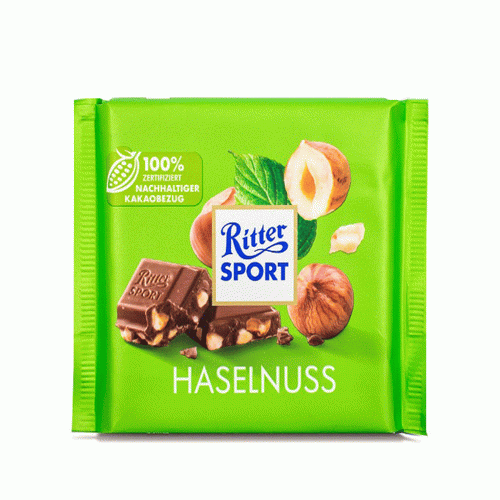 شکلات آلمانی ریتر اسپرت Ritter Sport Haselnuss با تکه های فندق 100 گرم - Image 1