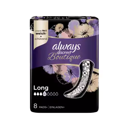 ----BOUTIQUE--LONG-8--ezgif.com-resize نوار بهداشتی ایتالیایی آلویز Always Discreet BOUTIQUE سایز بزرگ بسته 8 عددی - Image 1