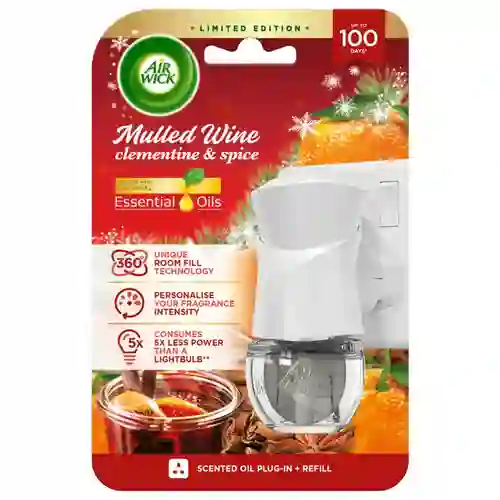 Air Wick Mulled Wine & Clementine & Spice دستگاه + یدک خوشبو کننده هوا انگلیسی ایرویک Air Wick Mulled Wine & Clementine & Spice با رایحه گرم و شیرین 19 میل - Image 1