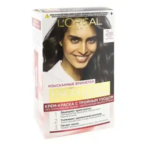 رنگ مو با مراقبت سه‌مرحله‌ای فرانسوی لورال LOréal Paris مشکی بسیار تیره – 2.00