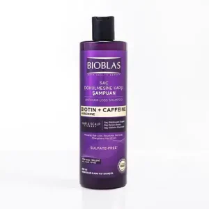 شامپوی بدون سولفات بیوبالاس BIOBLAS BIOTIN + CAFFEINE حاوی بیوتین و کافئین ضد ریزش مو 400 میل