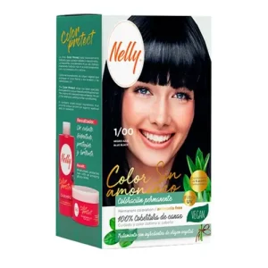کیت رنگ مو اسپانیایی نلی Nelly HAIR AMMONIA FREE COLOR شماره 1/00 بدون آمونیاک