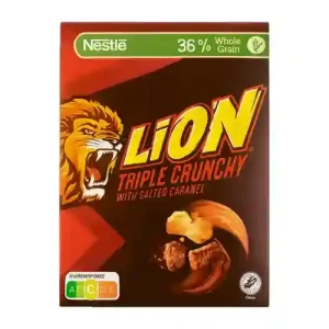 غلات صبحانه اسپانیایی نستله Nestlé Lion Triple Crunchy با طعم کارامل نمکی 400 گرم تاریخ 2025/06