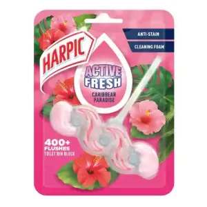 بوگیر توالت فرنگی انگلیسی هارپیک Harpic Active Fresh Carribean Paradise با رایحه‌ی گل های استوایی 35 گرم