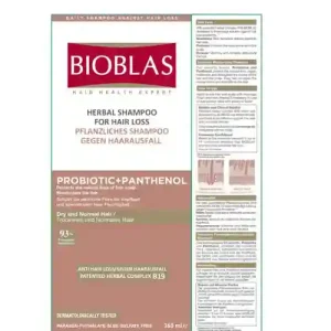 شامپوی گیاهی ضدریزش مو بیوبلاس BIOBLAS HERBAL SHAMPOO FOR HAIR LOSS پروبیوتیک و پانتنول 360 میل