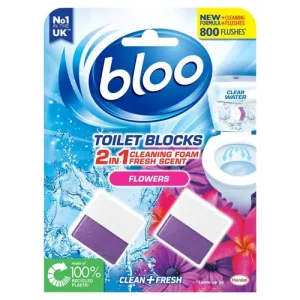 قرص خوشبو کننده مکعبی توالت انگلیسی بلو Bloo Toilet Blocks با رایحه گل بسته 2 عددی