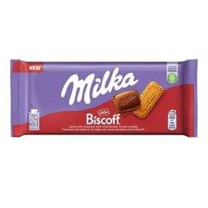 شکلات تخته ای سوئیسی میلکا Milka Biscoff Lotus Filled Milk Chocolate Bar شکلات شیری با مغز بیسکوف لوتوس 90 گرم