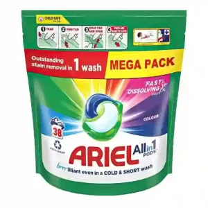 قرص ماشین لباسشویی هلندی آریل Ariel Allin1 Pods مناسب لباسهای رنگی - بسته 38 عددی